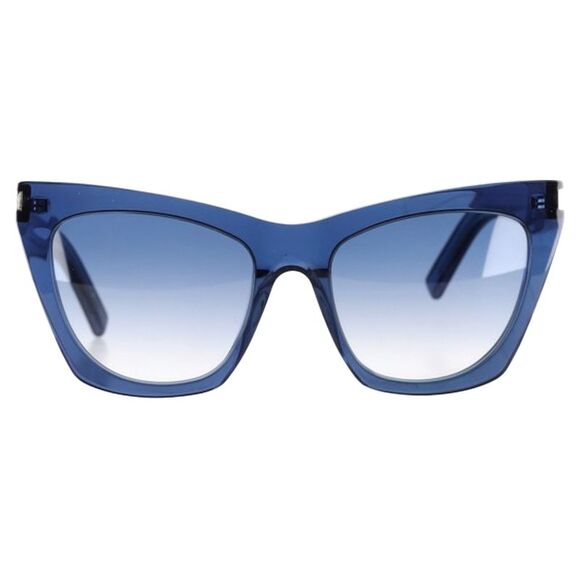 Saint Laurent 55mm Translucent Cat Eye Sunglasses In Blue Acetate - Picture 1 of 8